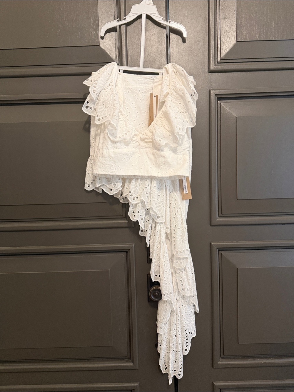 DO+BE White Eyelet Asymmetric skirt with top